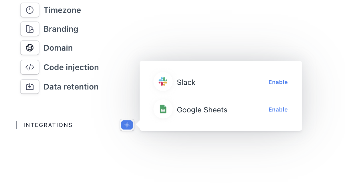 Google Sheets Integration Menu open